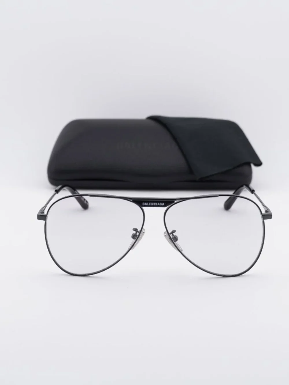 Balenciaga BB0244S 004 Aviator Sunglasses - Gunmetal / Light Grey